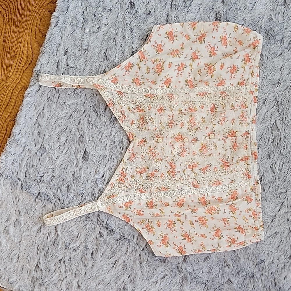 American Eagle White/Pink Floral Crop Top, Women's Size Extra Large!